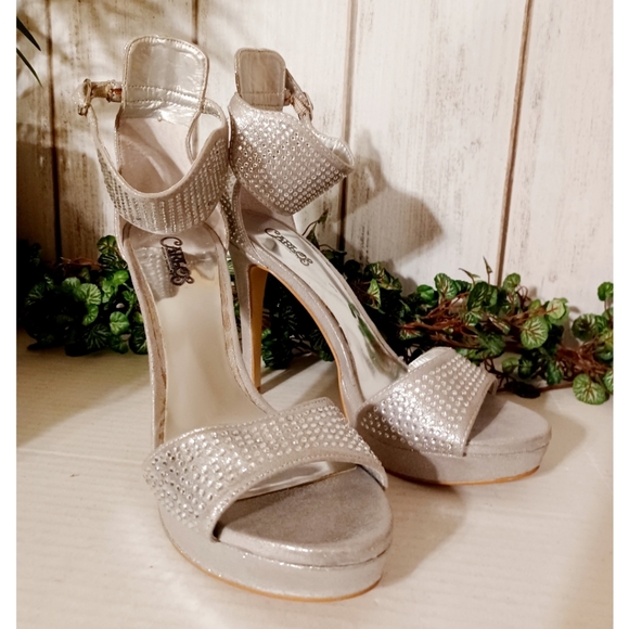 Carlos Santana Embellished Open Toe Heeled Platform Sandal - Silver Shimmer - Picture 16 of 16